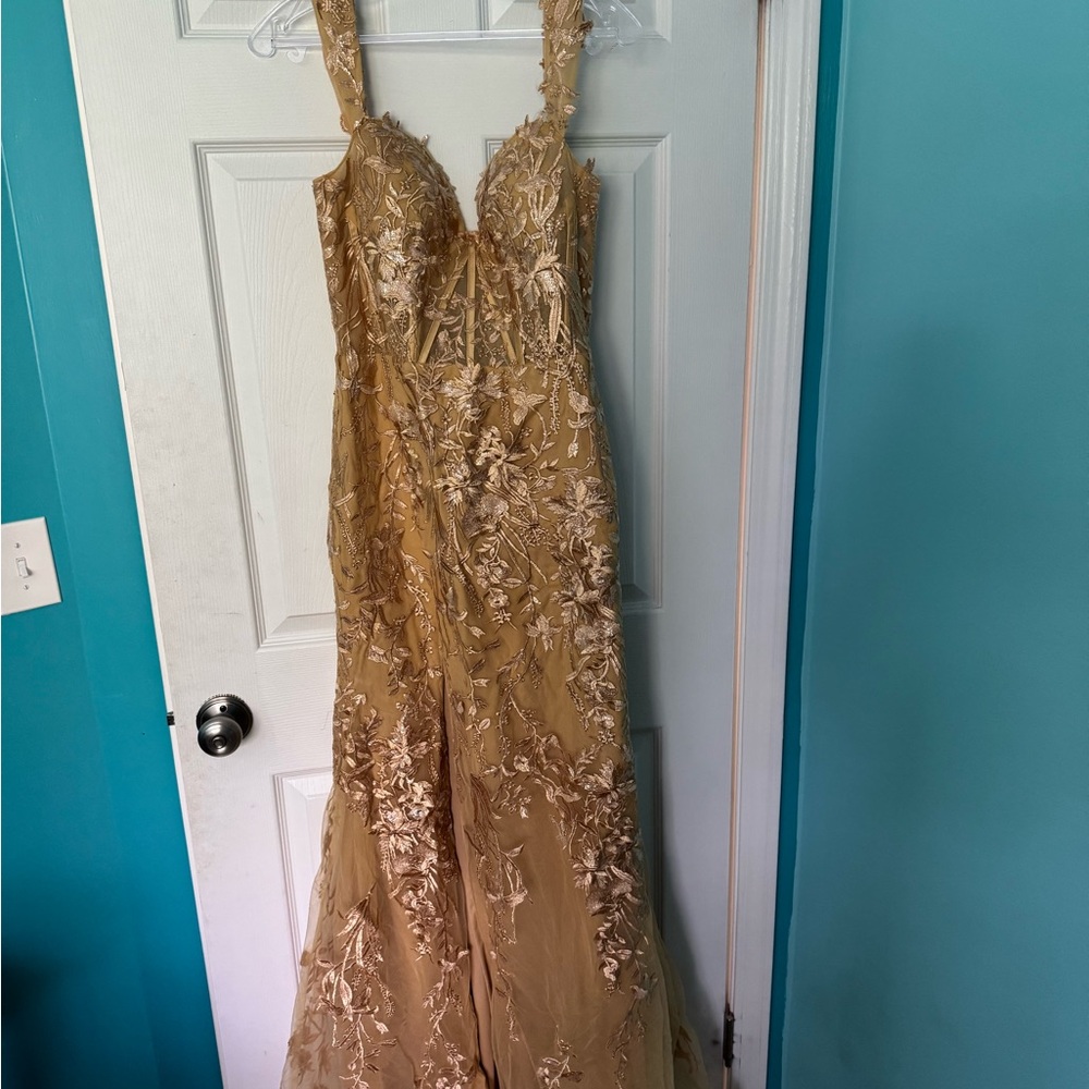 Elegant Gold Floral Gown